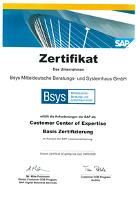 Zertifikat Bsys SAP CCoE